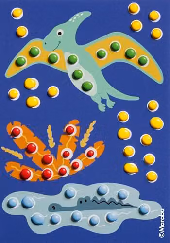 Marabu Kids Set-Dino Dot Pen Art Painting Kit with 4 x 25 ml Ink in Yellow, Red, Blue and Green – 2