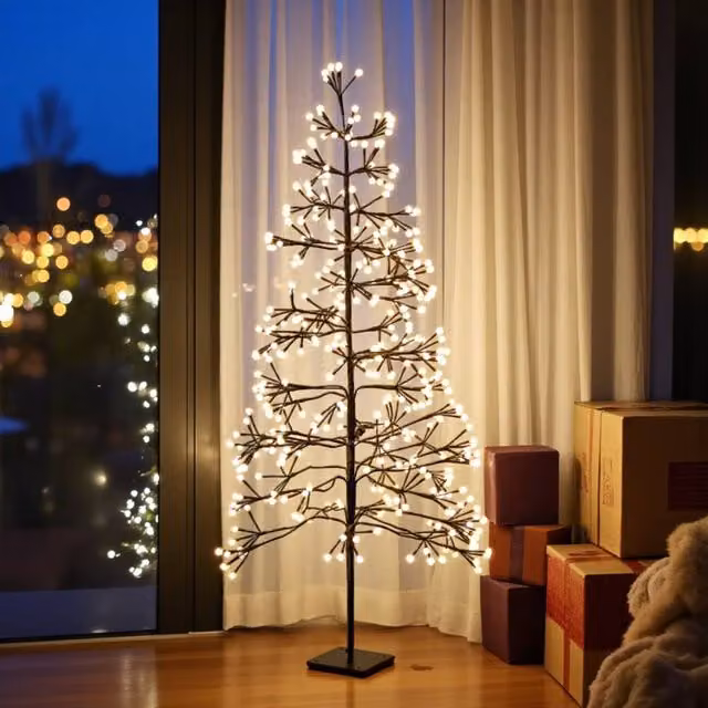 Garden Greatness 1.5m LED Light Up Christmas Berry Tree in Black