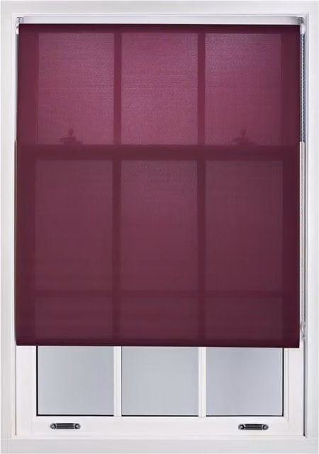 Furnished Aubergine Purple Semi-Transparent Polyester Roller Blinds, W: 100 cm, H: 165 cm