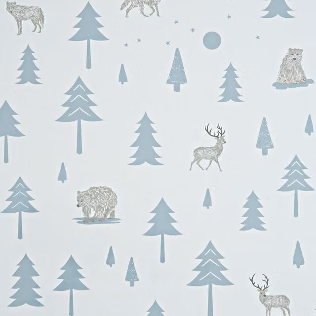Hibou Design Into The Wild Non-Woven Wallpaper in Grey and Green