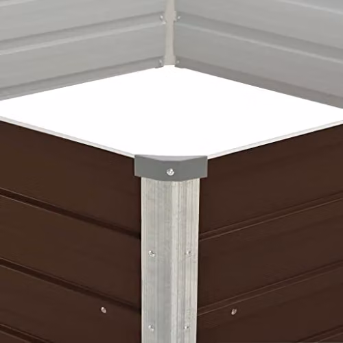 vidaXL Raised Garden Bed in Brown Galvanised Steel, W/D/H: 129 x 129 x 45 cm – 3