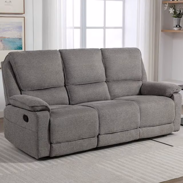 More4Homes Sydney 3-Seater Manual Recliner Sofa in Grey Fabric