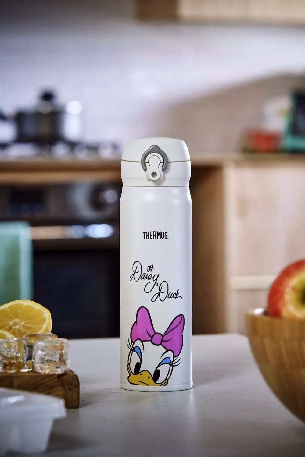 Thermos Disney Daisy Duck Signature Vacuum Insulated Stainless Steel Drinks Flask with Straw, 470ml, Multicolour and White – 2