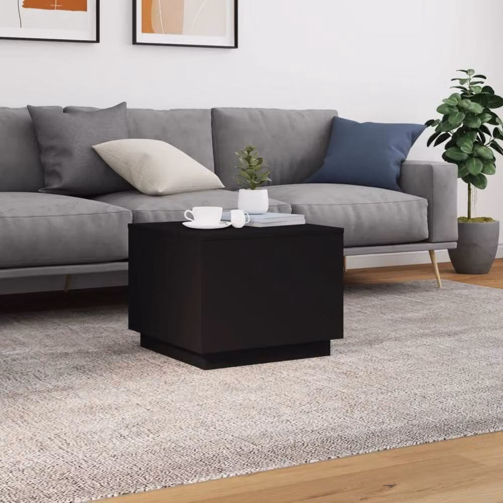 Berkfield Home Modern Square Coffee Table with LED Lights, Black, W/D/H: 50 x 50 x 40 cm – 4