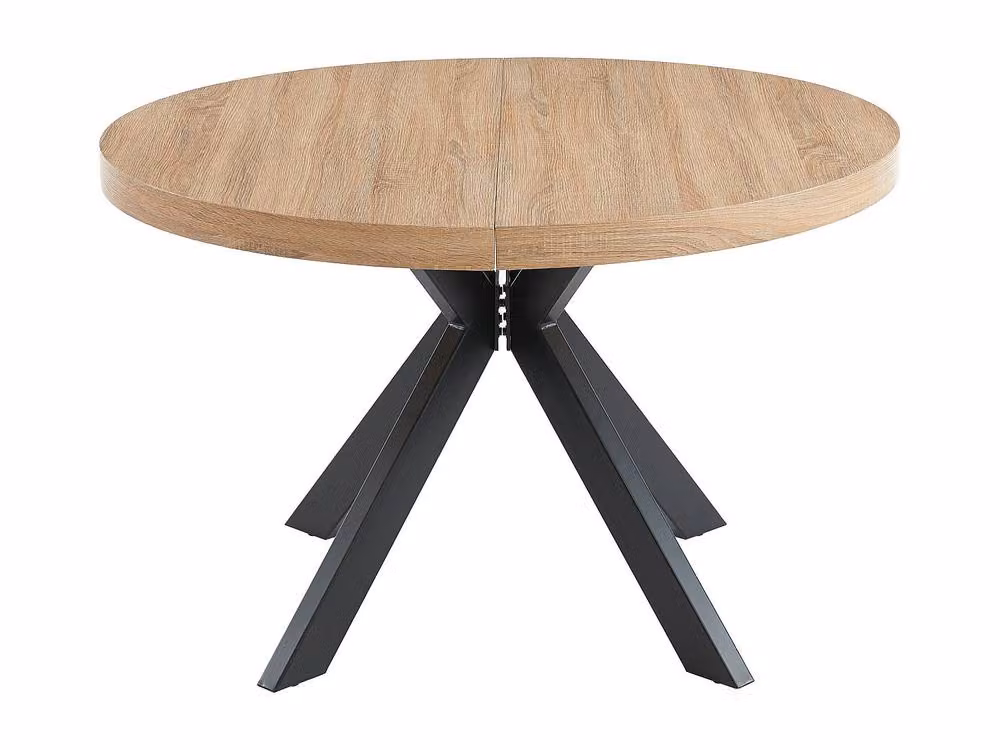 Vente-unique Extendable Round Dining Table in Light Oak and Beige, MDF and Metal, W/D/H: 120 x 120 x 76 cm – 2