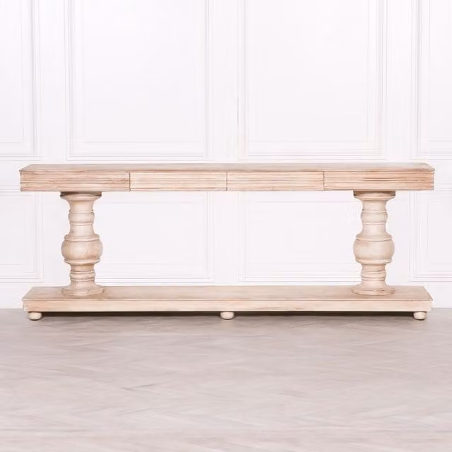 Glasstone Wooden Console Table with Drawers in Brown, W/D/H: 239.5 x 46.0 x 88.0 cm