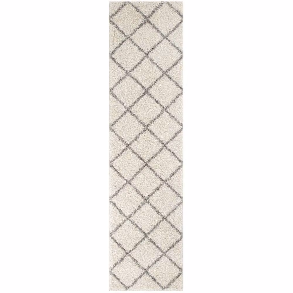 THE RUGS Moroccan Soft High Pile Shaggy Diamond Rug, Off-White, W: 240 cm, D: 340 cm – 3