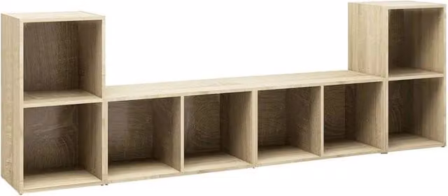 Berkfield Home Set of 4 Sonoma Oak TV Cabinets in Light Brown, W/D/H: 72 x 35 x 36.5 cm – 1