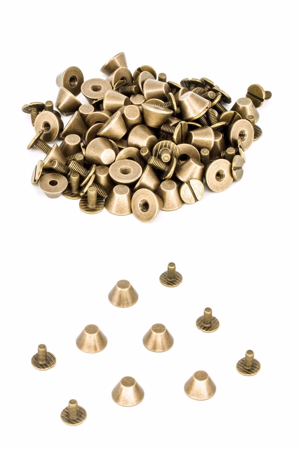 Neel Blue 10mm Mushroom Spike Screwback Flat Head Studs Rivets, 50 Pieces in Bronze Brass – 3