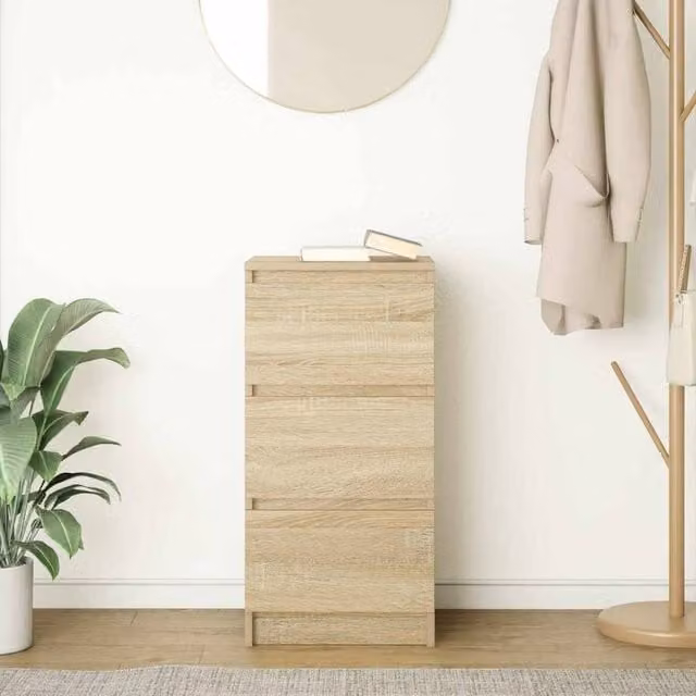 Berkfield Home Sonoma Oak Sideboard in Light Oak, W/D/H: 37.5 x 35 x 76 cm – 1