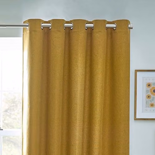 Riva Home Dawn Thermal Blackout Eyelet Curtains, Yellow, Width: 229 cm, Drop: 183 cm – 2
