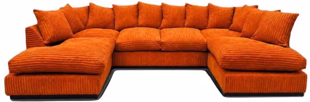 SOFASELECTION UK Jumbo Cord U-Shaped Scatter Back Sofa in Orange for 6 People