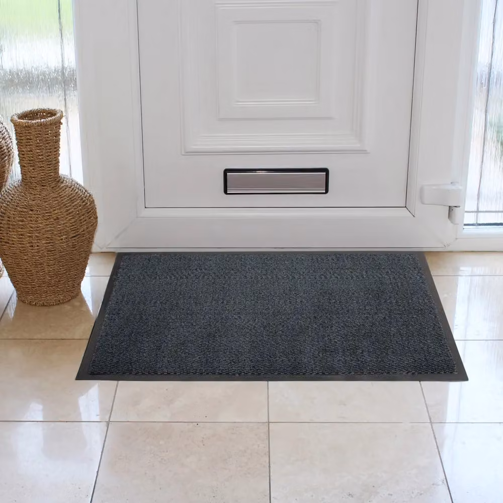 JVL Heavy Duty Commodore Barrier Door Mat, Blue and Black, W: 60 cm, D: 80 cm – 4