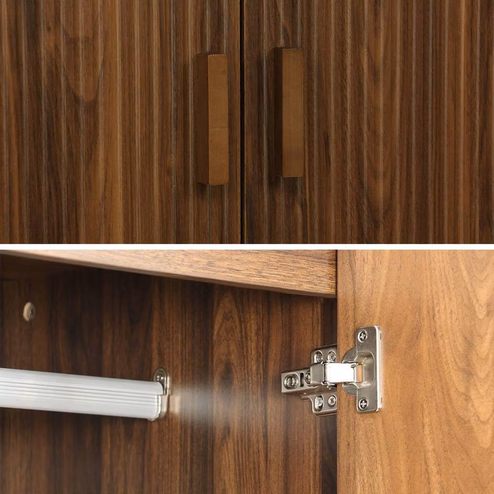 sweeek Modern Wardrobe in Brown with 2 Hinged Doors, Hanging Rail and Internal Shelves, H 180 x W 80 x D 48 cm – 3