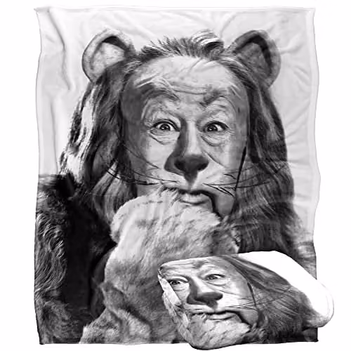 LOGOVISION The Wizard of Oz Vintage Lion Silky Touch Super Soft Fleece Throw Blanket, Multicolour and White, W/D/H: 152 x 127 cm