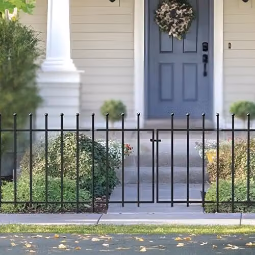 Primrose Panacea Fence System Ball Top Fence Section, Black Powder-Coated Galvanised Steel, Height: 94 cm