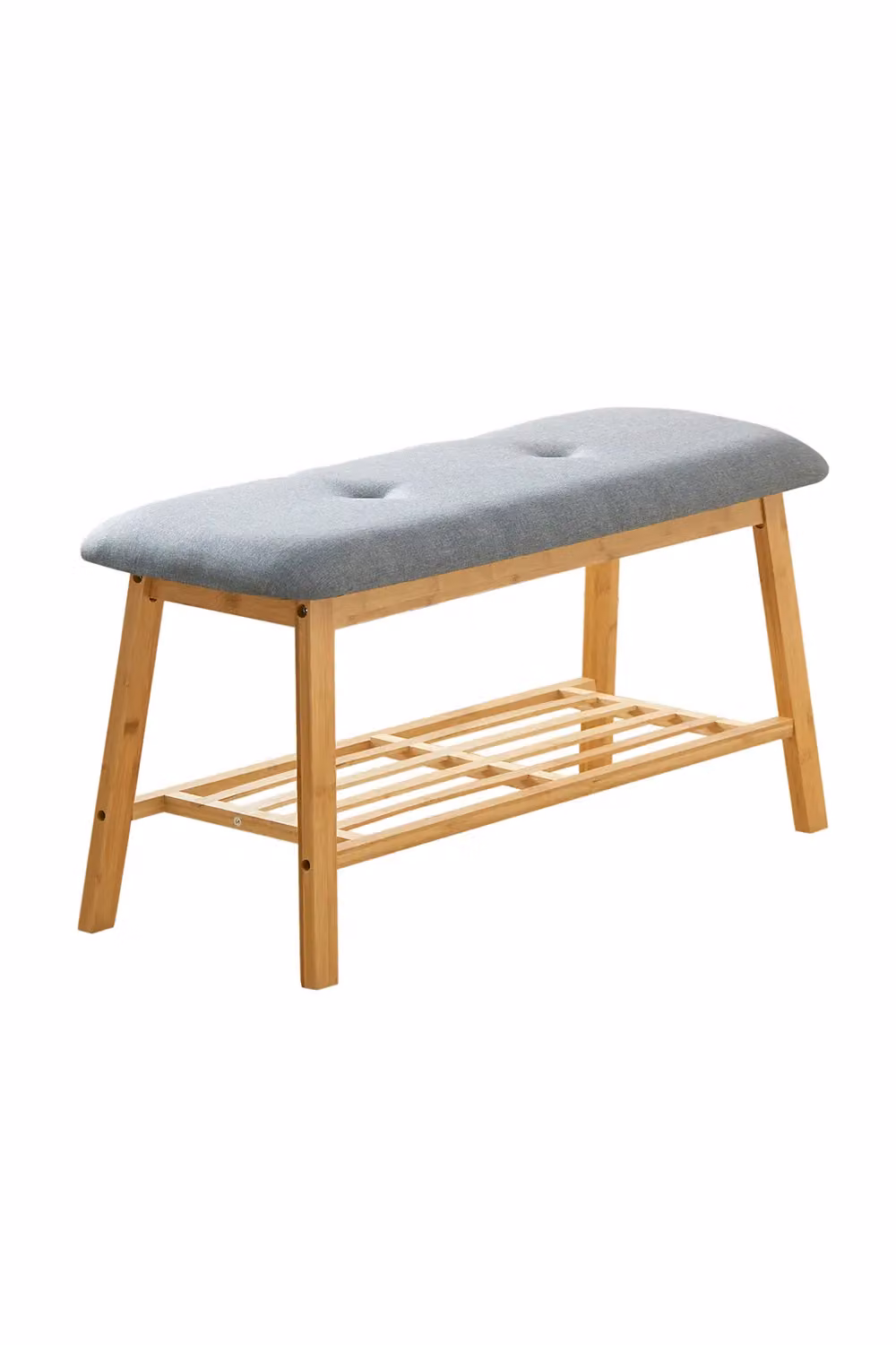 Living and Home Grey Linen Bamboo Shoe Bench and Footstool – 3