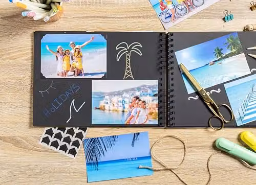Exacompta SCRAP addict scrapbooking photo album with 70 black pages and 12 metallic ink markers – 2