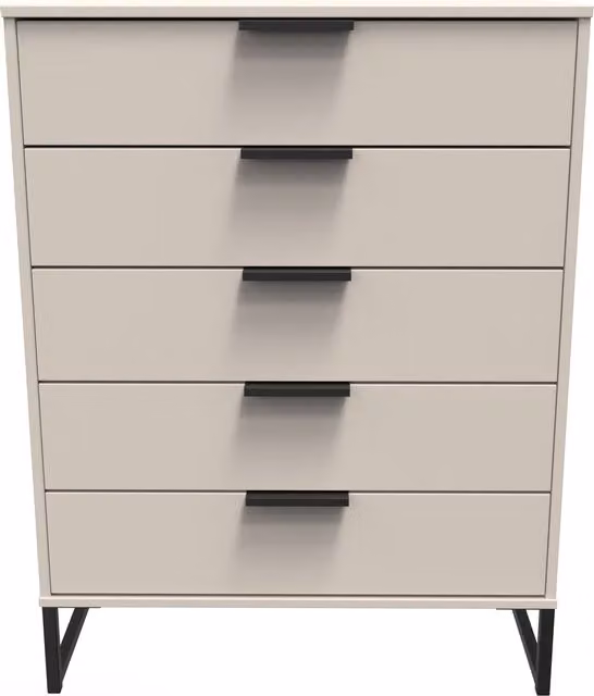 Ready Assembled 2 U Fuji 5 Drawer Chest in Taupe/Beige