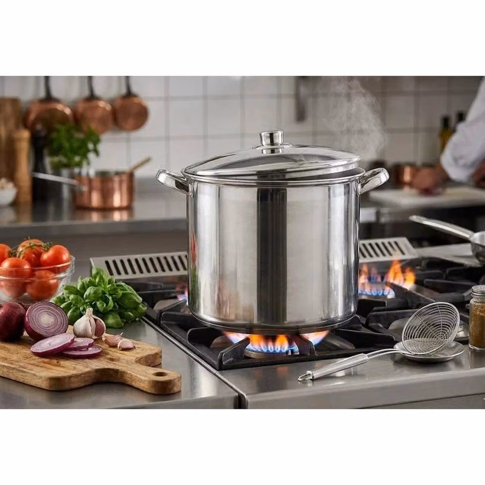 VOGREX Steelex Stainless Steel Induction Stock Pot, Silver, 8.4 l, Diameter: 24 cm – 4