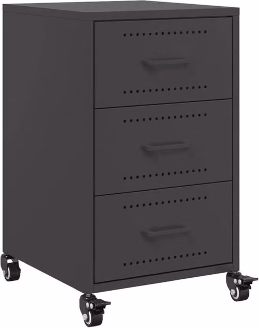 Berkfield Home Black Metal Bedside Cabinet W/D/H: 36 x 39 x 59 cm – 1