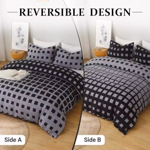 Grace Reversible Microfibre King Size Duvet Cover Set with Pillowcases, Dotted Design, Multicolour, W/D/H: 180 x 200 cm, Pillowcases: 50 x 75 cm – 2