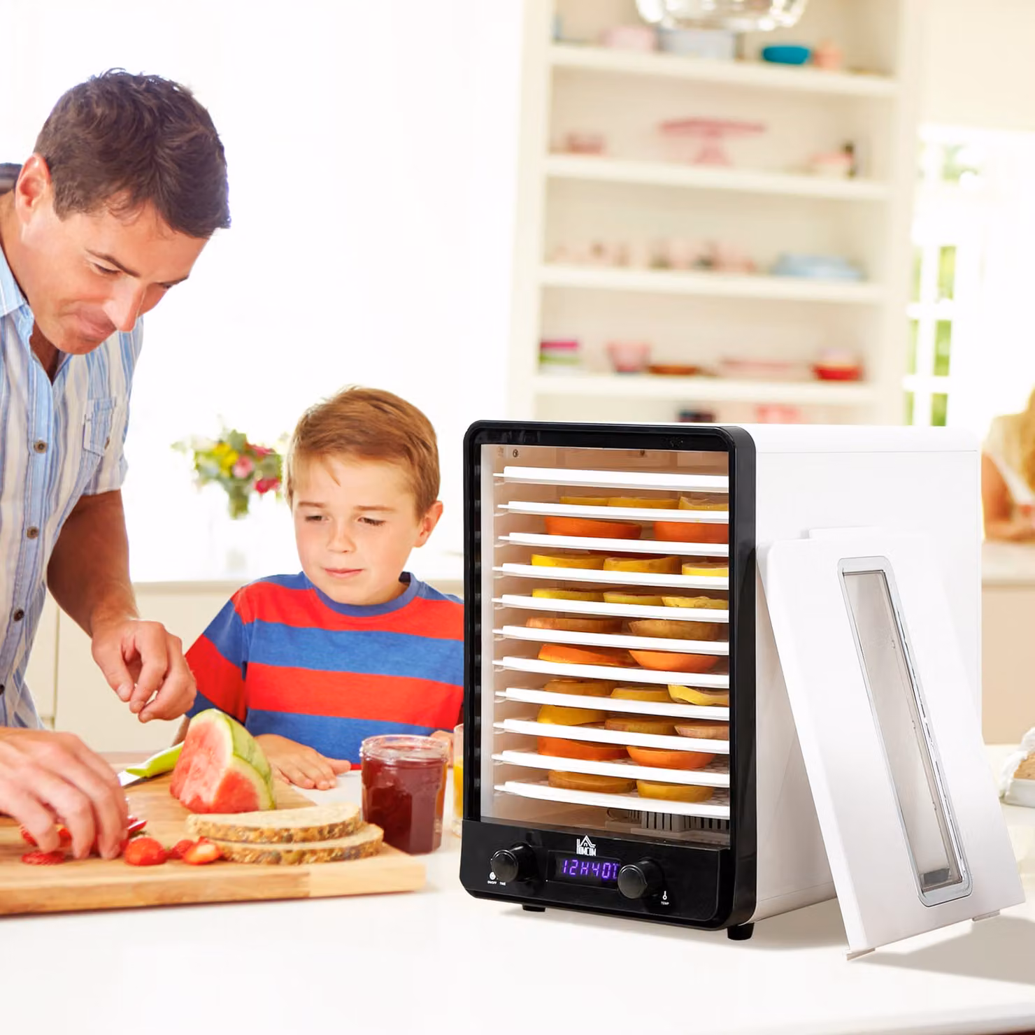 HOMCOM 11 Tier Food Dehydrator, 550W Food Dryer Machine with Adjustable Temperature, Timer and LCD Display in White – 2
