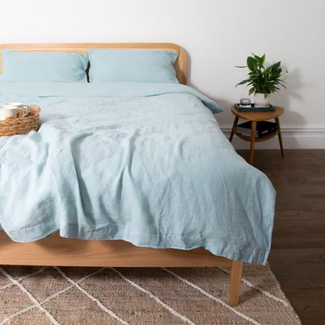 Native Natural Aqua Super King 100% Linen Duvet Cover in Blue, W: 260 cm, H: 220 cm