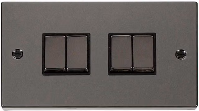 SE Home Black Nickel 4 Gang 2 Way Ingot Flush Light Switch