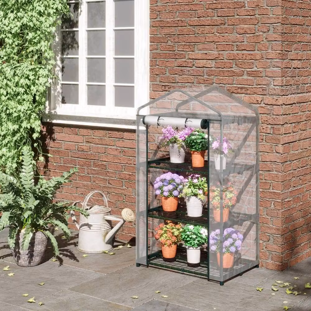 NESTLUNE 3 Tier Mini Greenhouse Grow House in Green, W: 100 cm, D: 50 cm, H: 125 cm – 5