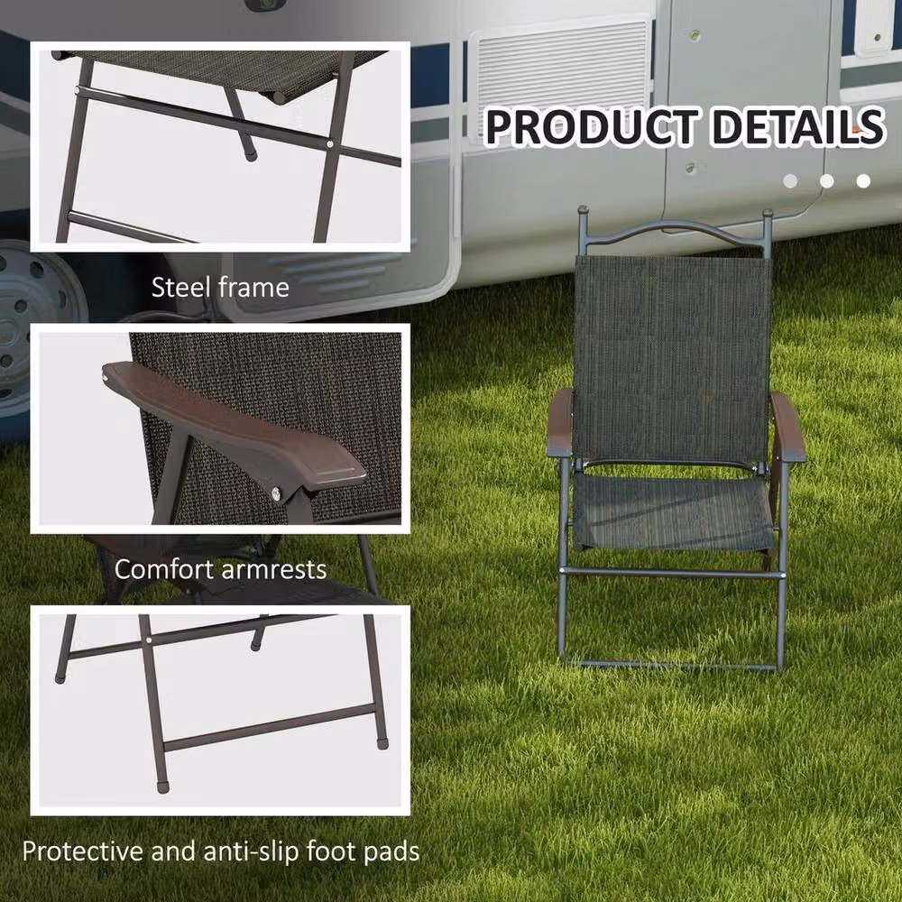 EONLION Set of 2 Folding Chairs with Fabric Seats in Brown – 3