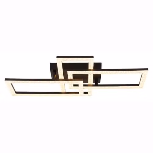 Netlighting Globo Lighting Adjustable Rectangular LED Ceiling Light in Black and Transparent Crystal, 24W, 3000K, W: 34 cm, D: 61.4 cm, H: 9.3 cm – 1