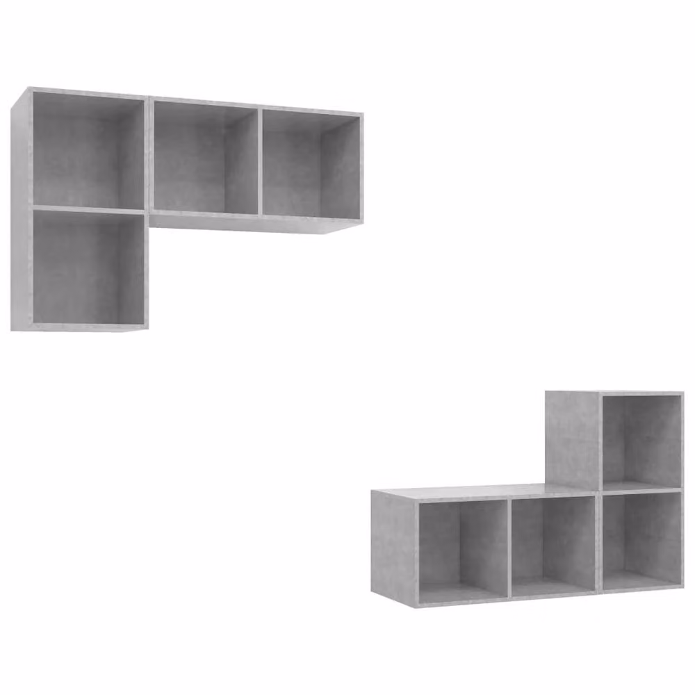 Berkfield Home Practical Wall-mounted TV Cabinets, 4 Piece Set in Concrete Grey Engineered Wood, W/D/H: 72 x 37 x 37 cm – 3