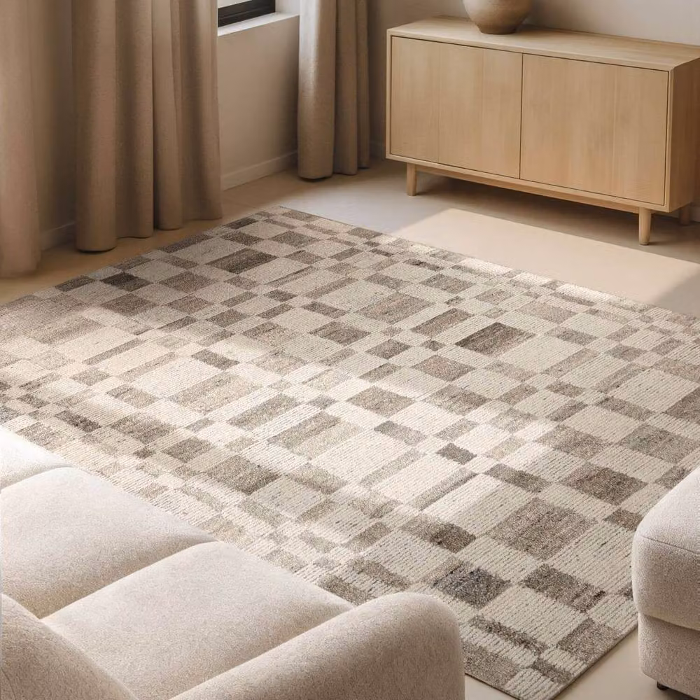Vikosa Structa Handcrafted Wool Rug in Cream and Brown Abstract Design W: 120 cm, D: 180 cm – 2