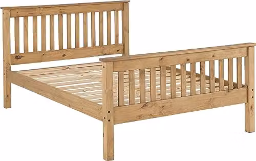 Seconique Monaco 4'6" Double Bed in Natural Waxed Pine W/D/H: 140 x 200 x 102.5 cm