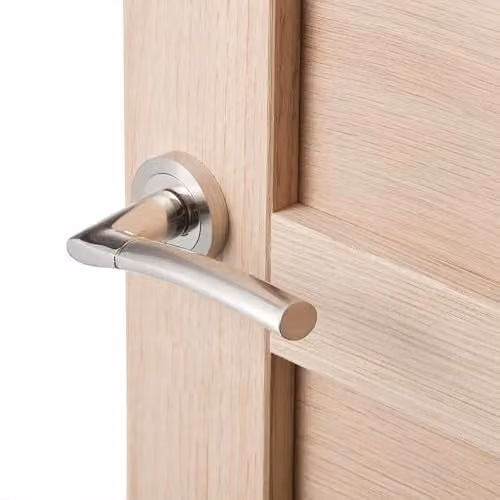Designer Levers Augusta Lever on Rose Door Handle Pair in Silver Nickel Plated – 3