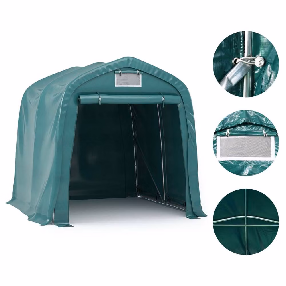Berkfield Home Durable PVC Gable Garage Tent in Green, W/D/H: 240 x 240 x 240 cm – 4