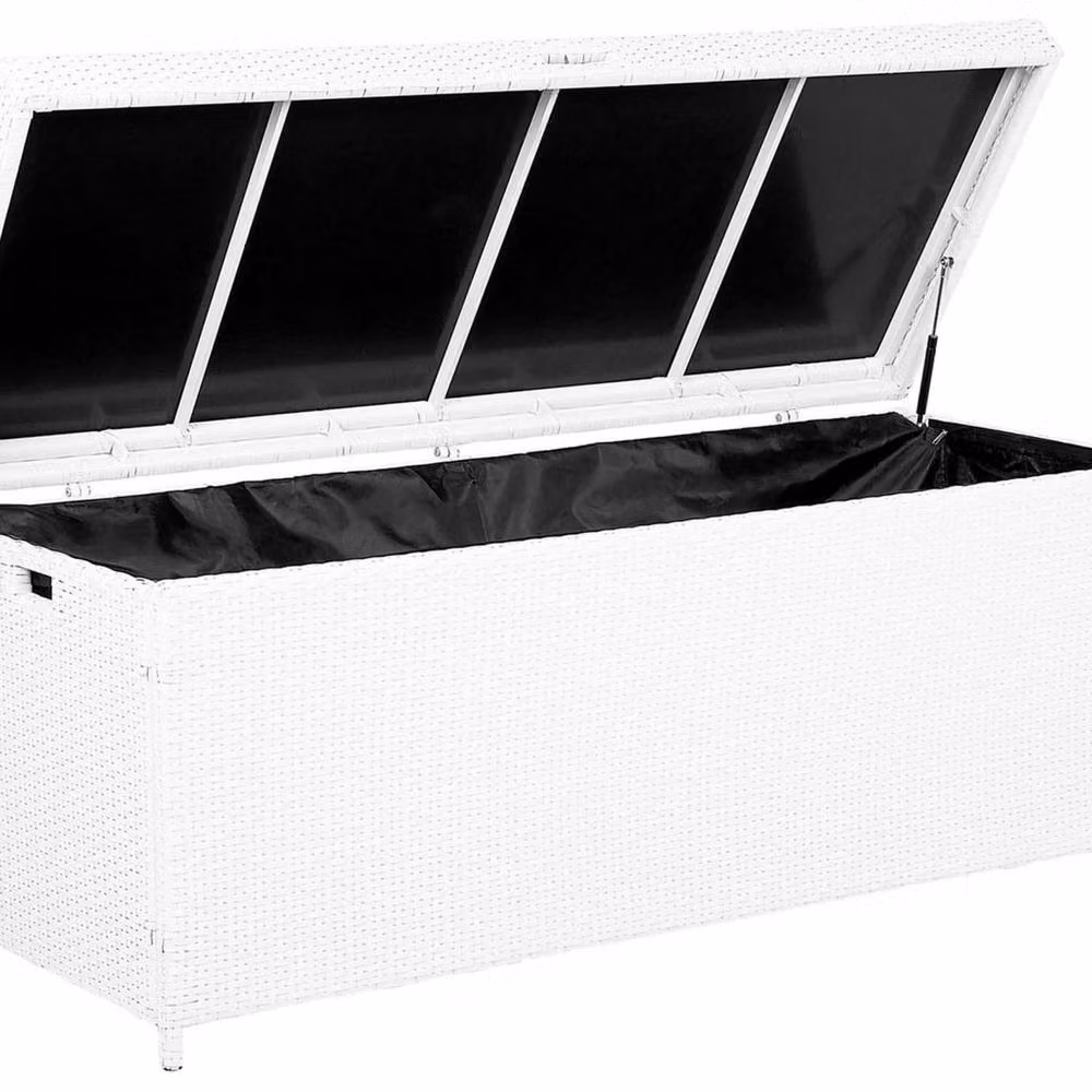 Wyld and Coco White Faux Rattan Outdoor Storage Box W: 158 cm, D: 63 cm, H: 66 cm – 2