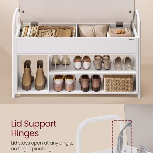 VASAGLE Modern Shoe Storage Bench in Brown and White