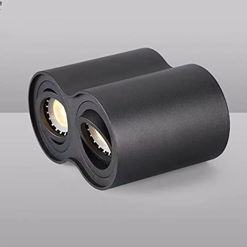 CGC Lighting Modern Black Cylinder Surface Mount Ceiling Spotlight, Adjustable GU10 Downlight – 5