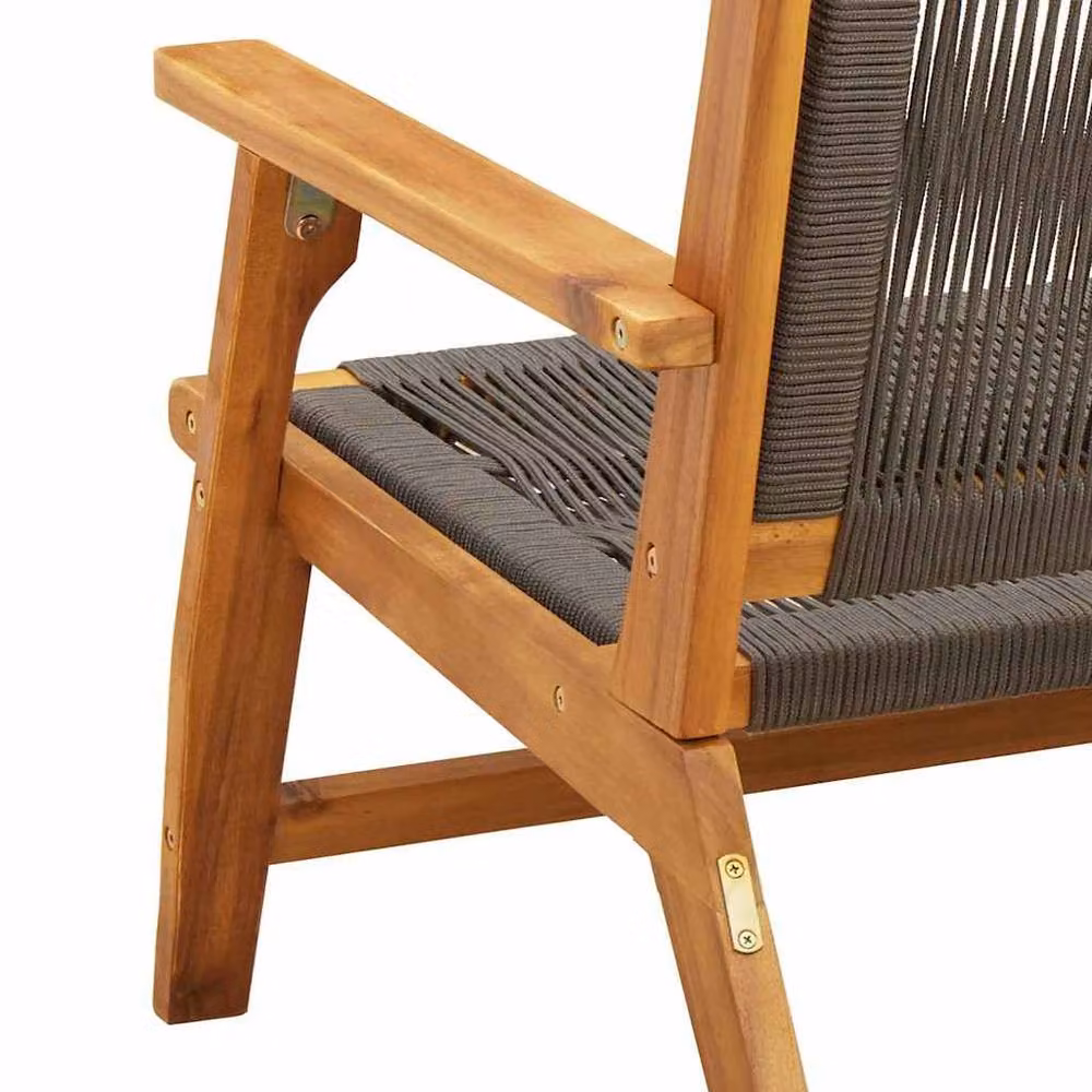Berkfield Home Modern Acacia Wood Garden Bench in Grey and Brown, W/D/H: 122 x 76 x 73 cm – 6