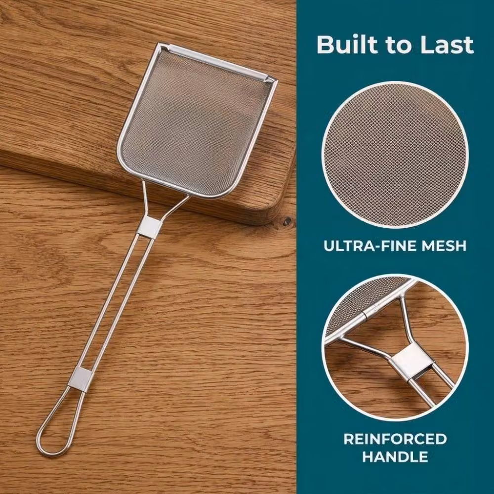 KORVIXA Stainless Steel Oil Skimmer Spoon in Silver, Length: 100 cm – 3