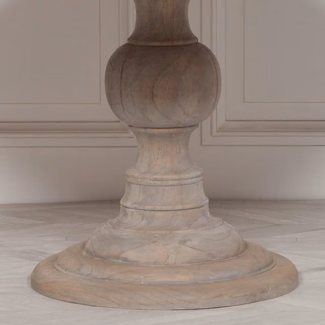 Glasstone Rustic Round Wooden Dining Table, Brown, Diameter: 120 cm, Height: 80 cm