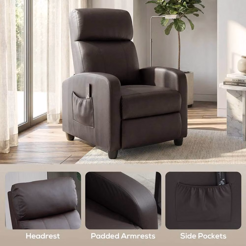 FORGEVIO Brown PU Leather Recliner Massage Armchair – 2