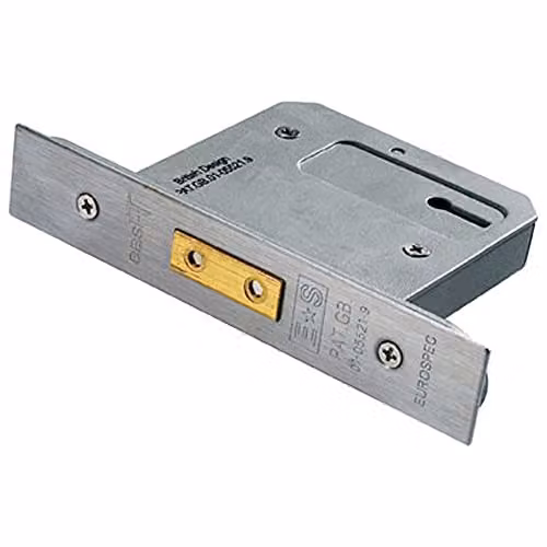 Loops 76mm Euro Profile 3 Lever Mortise Deadlock in Satin Stainless Steel Silver