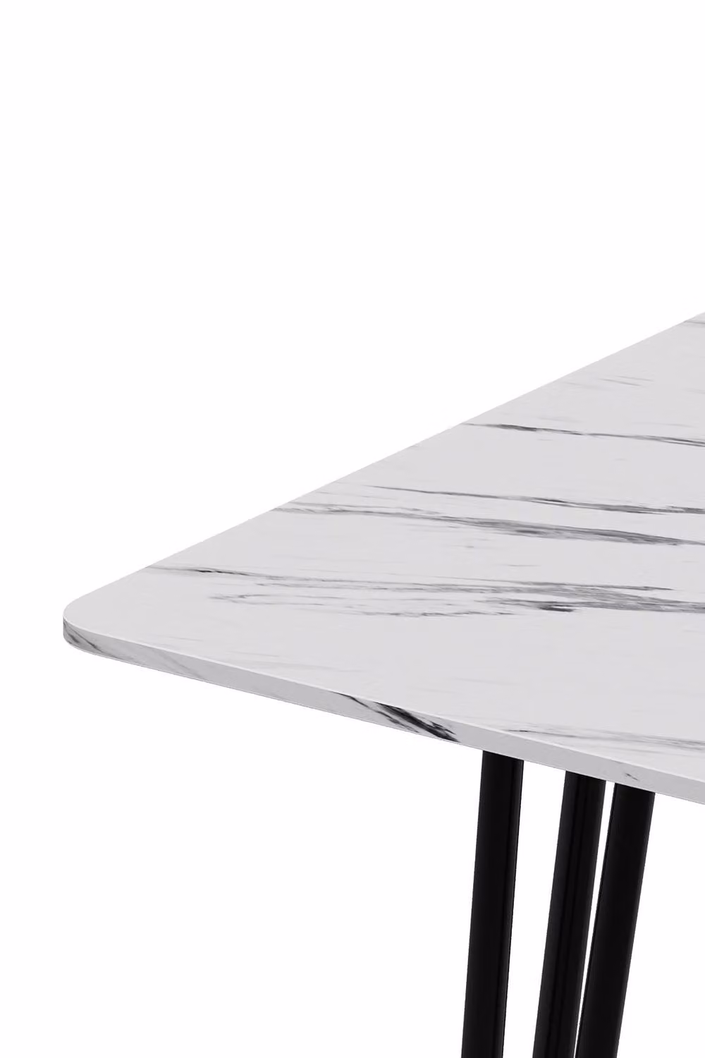 Living and Home Modern Rectangular Dining Table with White MDF Tabletop and Metal Legs, W/D/H: 120 x 75.5 x 70 cm – 2