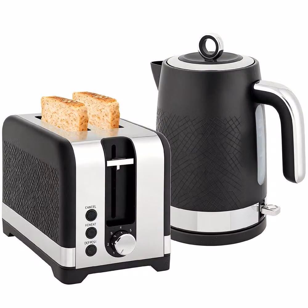 STILVORA Kettle and Toaster Set in Black with Rapid Boil and Auto Shut-Off Features – 3