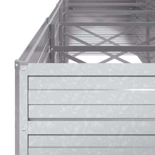 vidaXL Silver Galvanised Steel Raised Bed Large Rectangular Metal Garden Planter – 4