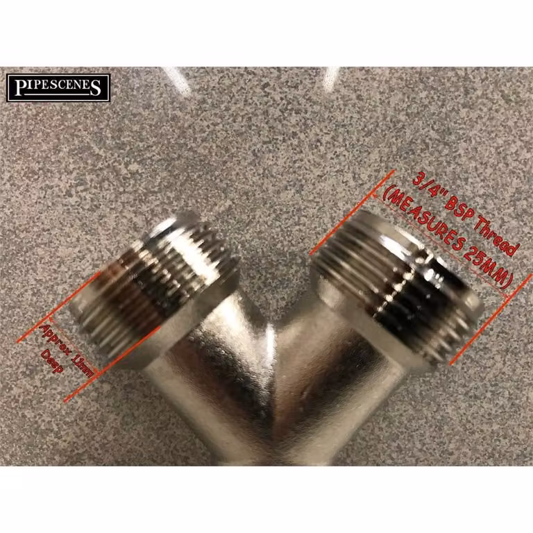 Nordara Silver Y Splitter Kit for Washing Machine and Dishwasher Taps, 3/4 inch Brass Construction