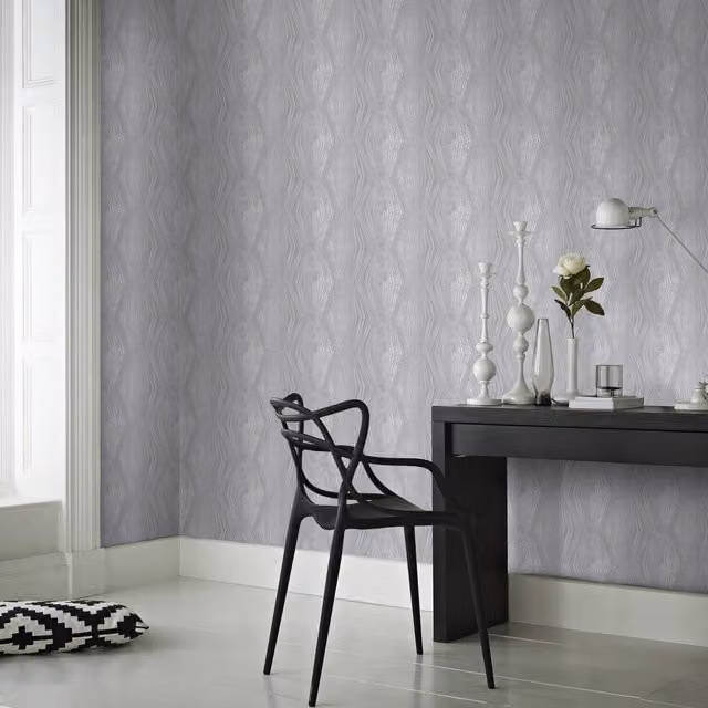 Boutique Vermeil Striped Abstract Wallpaper in Silver